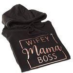 Personalised Hoodies for Mums - Wifey Mama Boss Printed Rose Gold (Black)