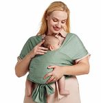 Momcozy Baby Wrap Carrier Cooling Air-Mesh, Easy to Wear Hands Free Baby Carrier Sling, Baby Carriers Newborn to Toddler 8-35lbs, Adjustable Buckle Suit for Waist 27-47inch, Gray Green