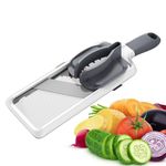 Handheld Vegetable Slicer with Adjustable Thickness, Stainless Steel Vegetable Cutter Mandoline Perfect for Salad Zucchini Carrots Onions and All Vegetables - White