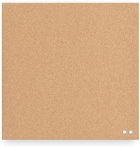 U Brands Frameless Square Cork Bulletin Board, Office Supplies, 14” x 14”, Natural, with Push Pins, 1 Count