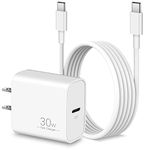 30W USB C Charger for Google Pixel 9/9 Pro/XL/Fold/8/7/6/5, iPhone 16/15 Pro Max/Plus, MacBook Air 13/12 inch, iPad Pro/Air, Android, PD Super Fast Charging Wall Block and 6FT USB C to C Cable Cord