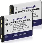 Fosmon® (2 Packs) 1200mAh 3.7V High Capacity Li-40B/ Li-42B Replacement Lithium Li-ion Battery Pack Compatible with Fuji NP-45, Nikon EN-EL10, Olympus Li-40B/Li-42B, Pentax D-Li63, Kodak KLIC-7006