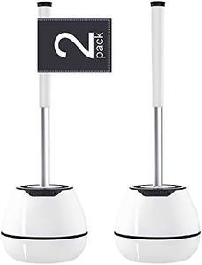 BOOMJOY Toilet Brush with Holder 2 Pack, Silicone Toilet Bowl Brush with Tweezers for Bathroom, RV- White & Black