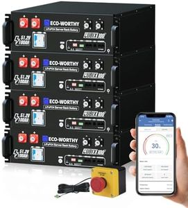 ECO-WORTHY 48V 400Ah LiFePO4 Lithium Battery (4 Pack 48V 100AH) with BMS, 20.48kWh Capacity, Server Rack Battery with Bluetooth, 6000 Deep Cycles, 3U Chassis, Ideal for Off-Grid, Solar, UPS