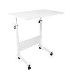 Table Adjustable Not Folding Portable Table, Lounge Bedroom Furniture Living TV Multi-Function Office Picnic Garden Compact Moving Table Multifunctional (White)