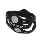 Power Energy © Balance Bands, Silicon Sports Wristband, Hologram Bracelet Wrist Band, Infused with Natural Minerals & Negative Ions (Black, Large 205mm)