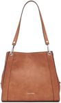 Calvin Klein Reyna Novelty Triple Compartment Shoulder Bag, Caramel Mix, One Size