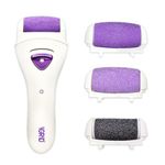 iGRiD Rechargeable Electric Callus Remover for Feet, Men & Women| Foot Scrubber with 3 Interchangeable Roller Heads | Dead Skin Remover for Cracked Heels | Pedicure Tool with LED Light | Purple