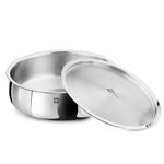 Bergner BE Bergner Essentials Tri-Ply Stainless Steel 24 cm Biryani Handi with Lid, 4.4 L Biryani Pot, Patila Handi, Even Heat Distribution, Induction & Gas Stove Friendly, Silver, 5-Year Warranty