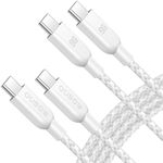 GUSGU USB C to C Charging Cable [2-Pack, 6ft] 30W Nylon Braided USB-C Charger Cable Compatible with iPhone 16/15, Galaxy S23 S21, MacBook Air/Pro 13" and More USB C Devices, White