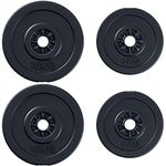 Soozier 4pc Weight Plates Gym Barbell Plates Weight Dumbbell Set for Exercise Fitting Gym Body Workout Disc Weight Plate Set 2 x 11lbs & 2 x 22lbs Black