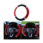 Bling Soft Fluffy Steering Wheel Cover, 15 Inch Colorful Rhinestones Auto Elastic Steering Wheel Protector, Sparkly Crystal Diamond for Women Girls, Car Accessories for Most Cars (Red)