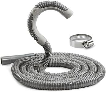 [12ft]Universal Washing Machine Drain Hose with Clamp, Industrial Grade Polypropylene Corrugated and Flexible Washer Hoses(10-Years Warranty)