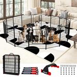 IGOOUO Dog Playpen Indoor/Outdoor 3ft High,Portable Metal Dog Fence with Easy-Carry Straps,Dog Pen Play Pen for Medium/Large Dogs,Rustproof Pet Playpen for Camping RV Yard (12 Panels)