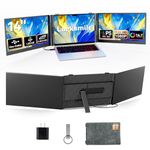 Triple Screen Laptop Monitor Extender, One Cable Setup 14-inch IPS Triple Monitor, FHD 1080P Extra Multi-Screen Attachment, Portable Travel External Display for Laptop Mac Windows