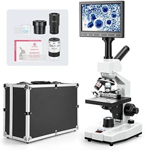 Vabiooth Constant Temperature Lab Monocular Compound Microscope 40X-2500X Magnification with 7" LCD Screen 5MP E-Eyepiece, Adjustable Thermostat Mechanical Stage for Husbandry, Pet Hospitals,Farms