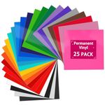 Lya Vinyl 25 Pack Permanent Vinyl for Cricut, 12" x 12" Glossy Permanent Vinyl Sheets for Cricut and Silhouette, Cricut Vinyl for Mug & Cup & Glass Window, Party Decoration, Craft Cutter, Home Decal