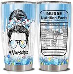 WAZONE Nurse Life Tumbler Cup with Lid Nutrition Facts Insulated Tumblers 20oz Inspiration Motivation Travel Mug Double Wall Vacuum Thermos Graduation Birthday Christmas Nurses Week Gifts for Women