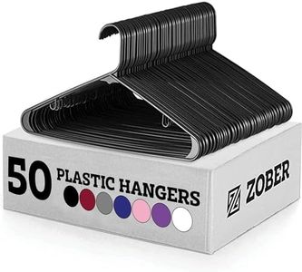 ZOBER Clothes Hangers - Black, Plastic Hangers 50 Pack for Shirts, Dresses, and Pants - Durable, Flexible Plastic Clothing Hangers