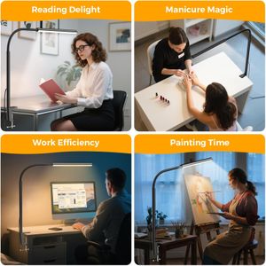 WHW3WIN LED Desk Lamp – Adjustable Black Table Light