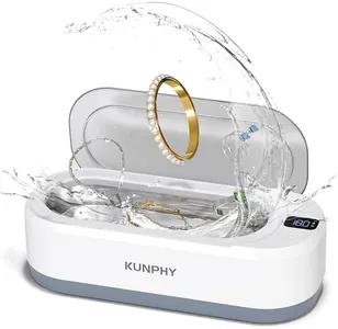 Upgraded KUNPHY Ultrasonic Jewelry Cleaner, 350ML 48KHz Professional Sonic Cleaner Machine with 3 Digital Timer, One-Touch Operation for Eyeglass, Watches, Ring, Silver, Gold, Earrings, Coins