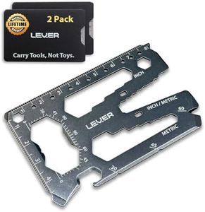 Lever Gear Toolcard Pro - 40 in 1 Credit Card Multitool. Slim, Minimalist Survival Card Wallet Tool Card. TSA Approved Multitool Card Pocket Tool. (Stonewash, 2-Pack)