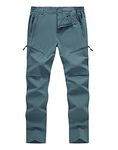 YSENTO Men's Hiking Pants Water Resistant Quick Dry Hiking Pants Water Resistant Casual Running Fishing Active Track Pants Grey Blue Size 32