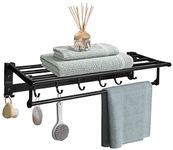 Plantex Aluminum Folding Towel Rack/Towel Stand/Hanger/Bathroom Accessories (24 Inches-Black)