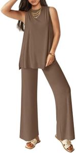 PRETTYGARDEN 2 Piece Lounge Sets for Women Travel Outfits, Dark Khaki,XL