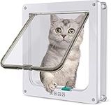 Large Cat Door,4 Way Locking Large Cat Door for Interior Doors and Exterior Doors,Weatherproof Pet Door for Cats (Outer Size 9.84" x 9.25"),(L, White)