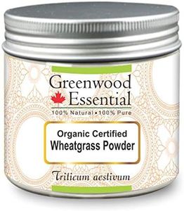 Greenwood Essential Pure Wheatgrass Powder (Triticum aestivum) Organic Certified 100% Natural Therapeutic Grade 100gm (3.5 oz)