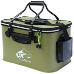 Fishing Bucket, 23L/30L/38L Foldable Fish Bucket,Live Fish Container Multi-Functional Live Fish Bait Bucket,Outdoor Camping EVA Fishing Bag and Fish Protection Bucket (ArmyGreen / 30L)