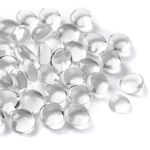 50PCS Mini Glass Gems,Clear Mancala Stones Flat Bottom Marble Beads for Home Decorative Art Craft Vase Filler(0.5"~0.7")