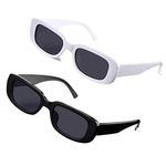 pass pass Unisex Child Rectangular Non-Polarization Sunglasses (Black & White_Free Size_Pack Of 2)