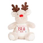 Personalised Reindeer Soft Toy - Custom Name Teddy for Baby's First Christmas, Newborn Gift, Perfect Baby Shower & Xmas Present Stocking Filler