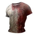 Blood Stain Hand Splash T-Shirts Blood Graphic Shirt T Shirt T-Shirt Blood Short Sleeve Shirt Movie T Shirt Funny Shirts Gift Men Problem Solved Shirt Halloween T Shirt (Khaki, M)