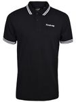 Firetrap Mens Polo Shirt Cotton Polos Tshirt Short Sleeve Summer Ribbed Tipping Collar Tshirts Top Black L