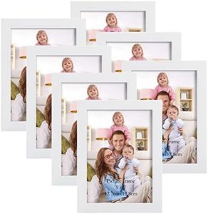Giftgarden Lot de 7 cadres photo blancs modernes de 12,7 x 17,8 cm en grain de bois blanc pour décoration murale ou de table