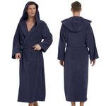 UTJZIB Mens Robe with Hood-Classic Terry Cloth Bathrobe for Men,Soft Knee Length Bathrobes,