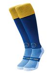 WackySox - Royal Blue with Amber Turnover Top Knee Length Sports Socks for Men and Women Rugby Socks Mens Socks Long Socks Suitable for Use as Football Running Rugby & Hockey Socks