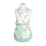 NEOVIVA Childrens Aprons for Baking, Adjustable Cotton Chef Kids Aprons for Teenage Girl's Boys, Aprons with Pockets for Cooking Kitchen Painting Gardening School BBQ Wear, Floral Hydrangea Clear Aqua