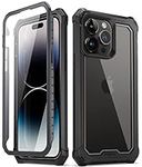 Poetic Guardian Case Compatible with iPhone 14 Pro 6.1 inch [6FT Mil-Grade Drop Tested], Full-Body Hybrid Shockproof Protective Rugged Clear Cover Case with Built-in Screen Protector, Black/Clear