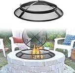 Febtech - Fire Pit Spark Screen 30 inch - Heavy Metal Outdoor Fire Pit Screen Cover Round with Hook for Easy to Lift fire Pit Screen 30 inch Round, firepit Replacement Screen & Fire Pit Insert