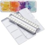 MEEDEN Empty Watercolor Paint Palette: Travel Water Color Palette Tin with 24 Half Pans - Portable Metal Palette Tin Box (Colorful)