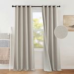 PONY DANCE Linen Curtains for Living Room - Boho Blackout Curtains with Bronze Rings, Privacy Soundproof Thermal Insulated Curtains for Bedroom, Window Drapes 2 Panels, 46 Wide x 54 Drop, Angola