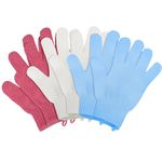6Pcs Exfoliating Gloves - Bamboo Shower Gloves - Bath and Body Exfoliator Mitts - Scrubs Away Ingrown Hair and Dead Skin - for Shower, Spa and Massage Cell Remover Loofah - White, Red, Blue