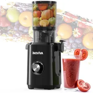 Cold Press Juicer, INOVIVA Juicer Machines with 1.5L Extra Large Feed Chute for Whole Vegetables & Fruits, Slow Masticating Juicer High Juice Yield, Self Feeding, Dishwasher Safe, Easy to Clean, Black