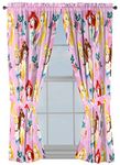 Jay Franco Disney Princess Sassy 63" Inch Drapes 4 Piece Set - Beautiful Room Décor & Easy Set Up, Bedding Features Cinderella & Belle - Window Curtains Include 2 Panels & 2 Tiebacks