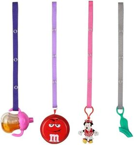 Baby Buddy Secure-A-Toy, Safety Strap Secures Toys, Teether, Pacifiers to Strollers, Highchairs, Car Seats, Adjustable Length Keep Toys Sanitary, Registry Must Haves, Purple-Lilac-Pink-Gray, 4 Count