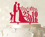 Printtoo Personalized Mr and Mrs Wedding Cake Topper Dog Silhouette Custom Cake Topper Color Option Available 6"-7" Inches Wide